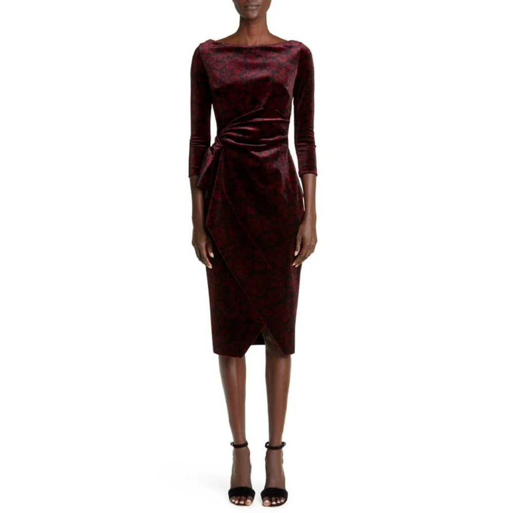 Chiara Boni La Petite Robe Maly Floral Print Velvet Cocktail Dress Size 4